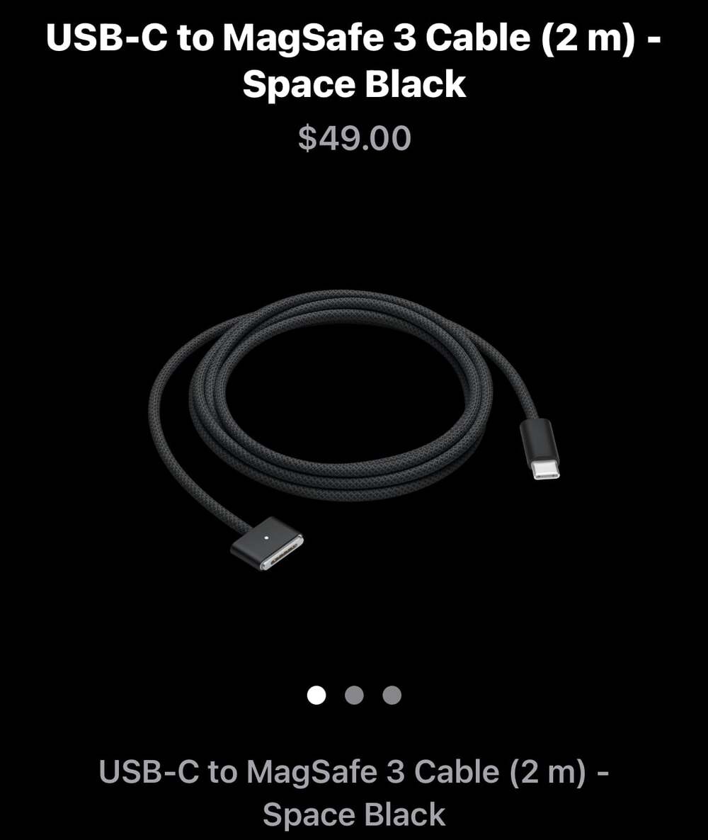 Apple USB-C to MagSafe 3 Cable 2m Space Gray Fast Charging